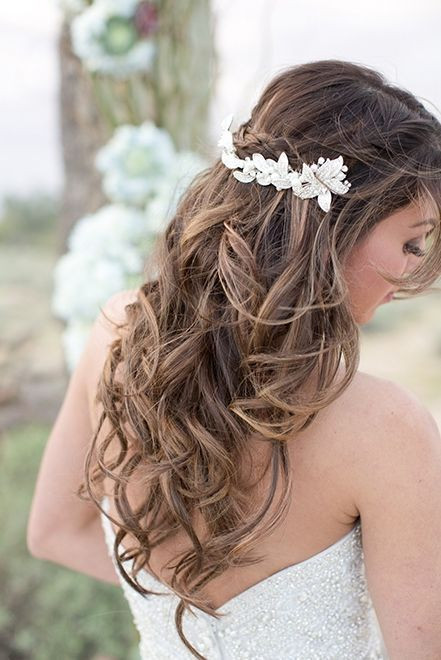 Wedding Hairstyles With Hair Down
 half up half down wedding hairstyle idea via Amy and