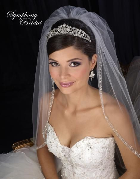 Wedding Hairstyles With Veil And Tiara
 Elegant Symphony Bridal Wedding Tiara 7407CR