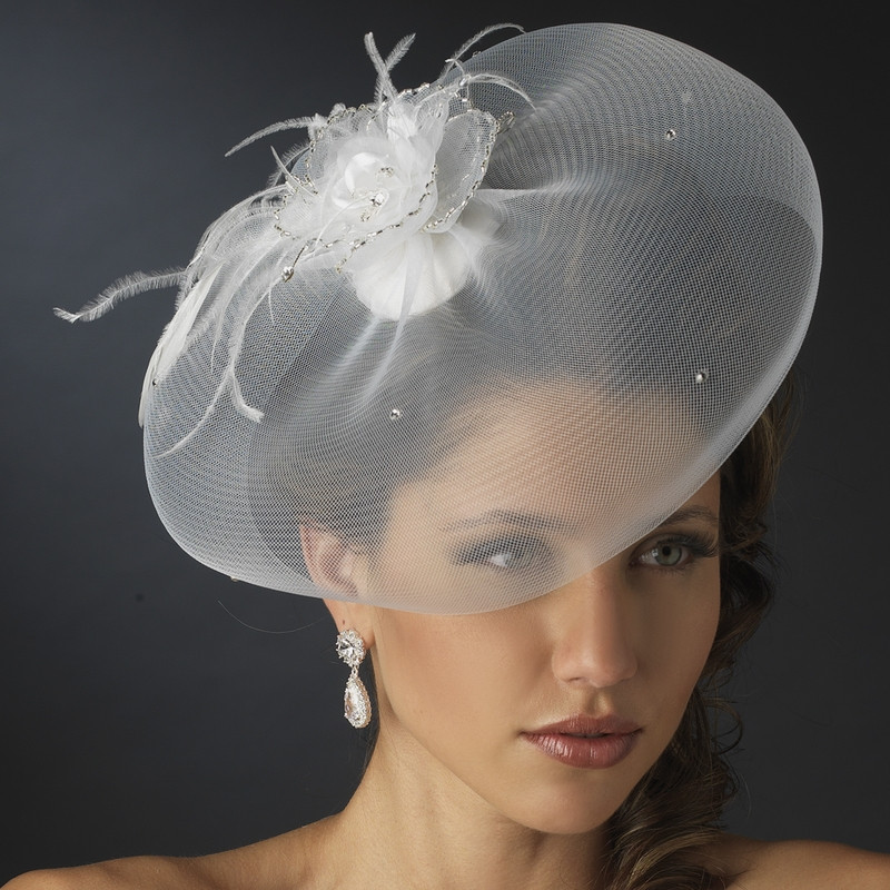 Wedding Hat Veil
 Feather Fascinator and Wedding Hat Veil Elegant Bridal