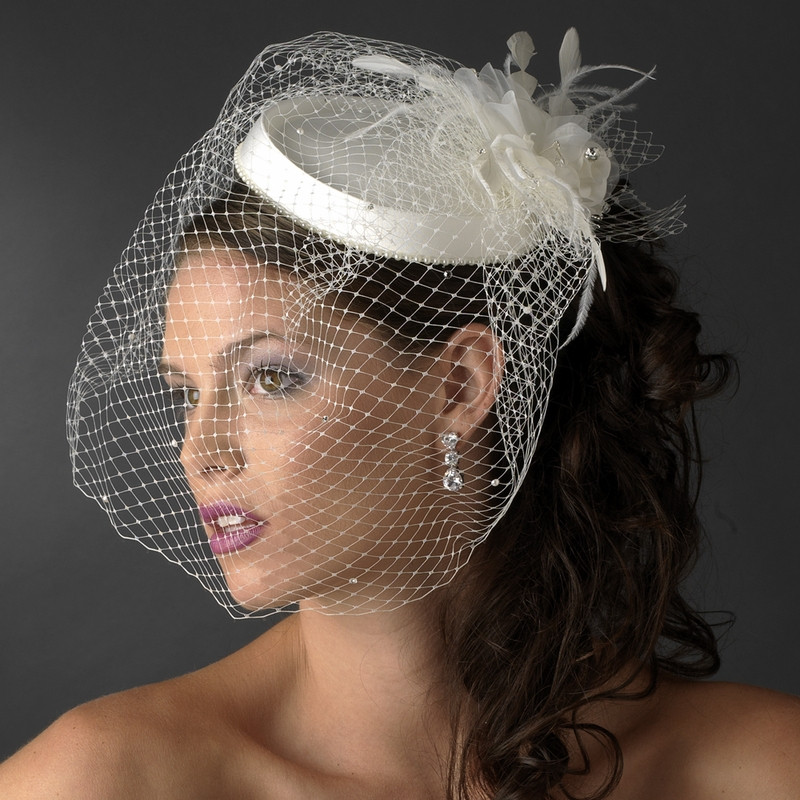 Wedding Hat Veil
 High Fashion Couture Vintage Ol s Bridal Hat & Birdcage