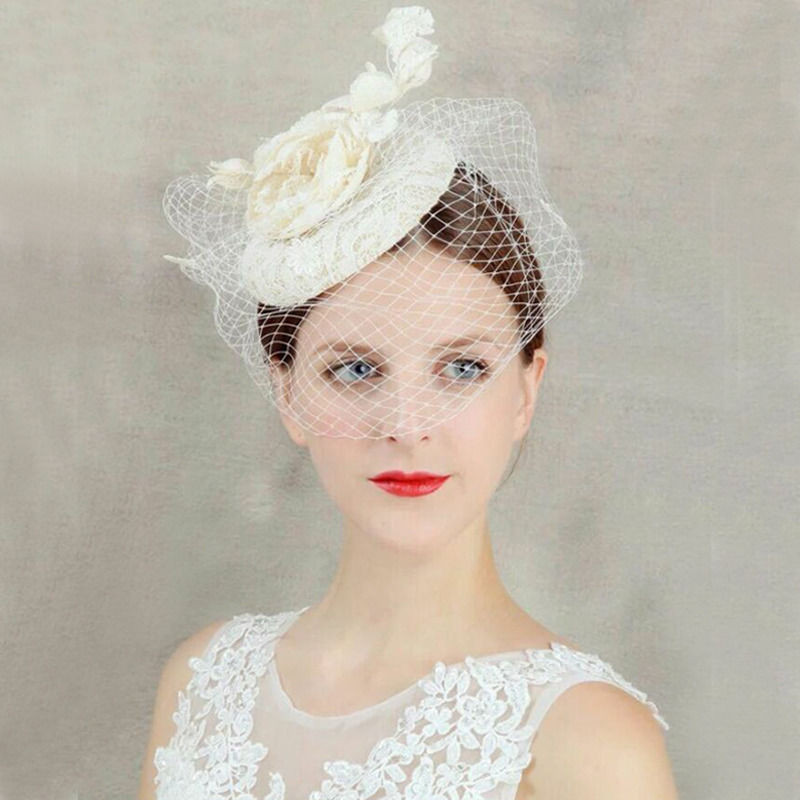 Wedding Hat Veil
 Womens Fascinator Top Hat Wedding Charming Birdcage Veil