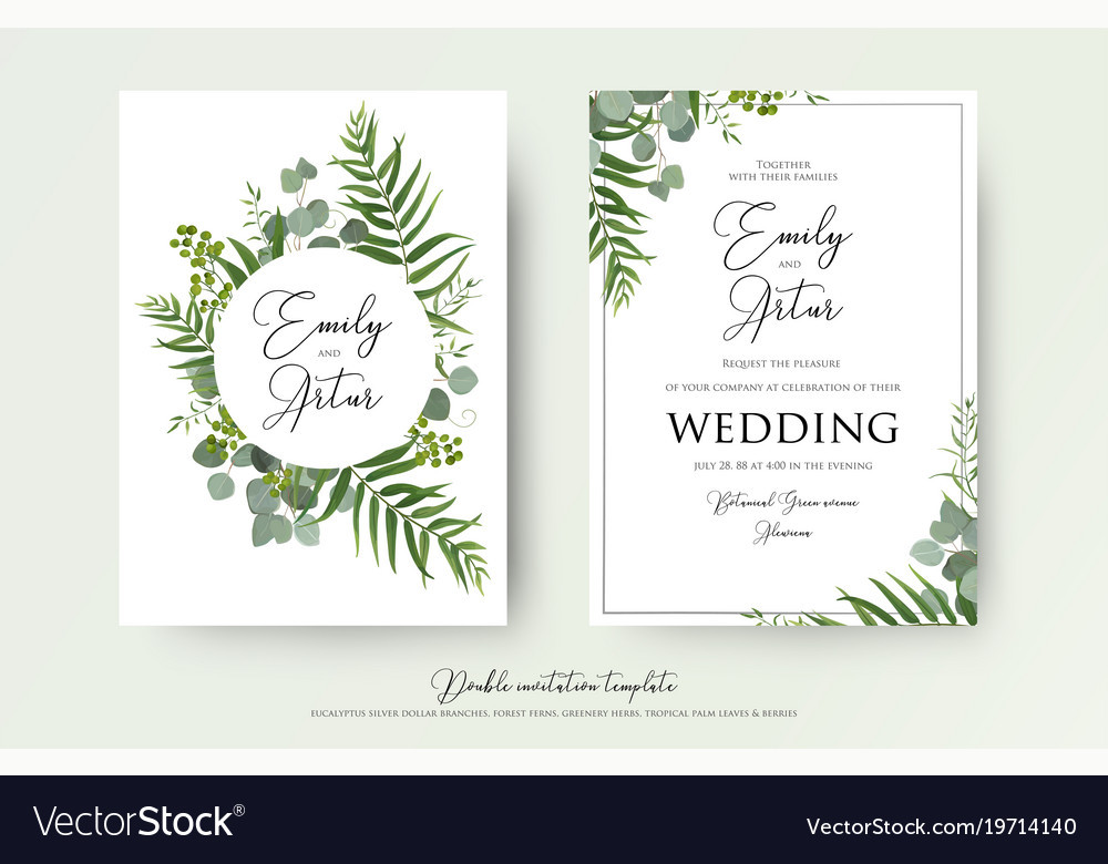 Wedding Invitation Designer
 Greenery floral wedding invitation card design Vector Image