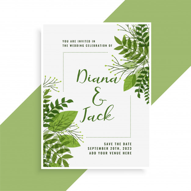 Wedding Invitation Designer
 Wedding invitation card design in floral green leaves