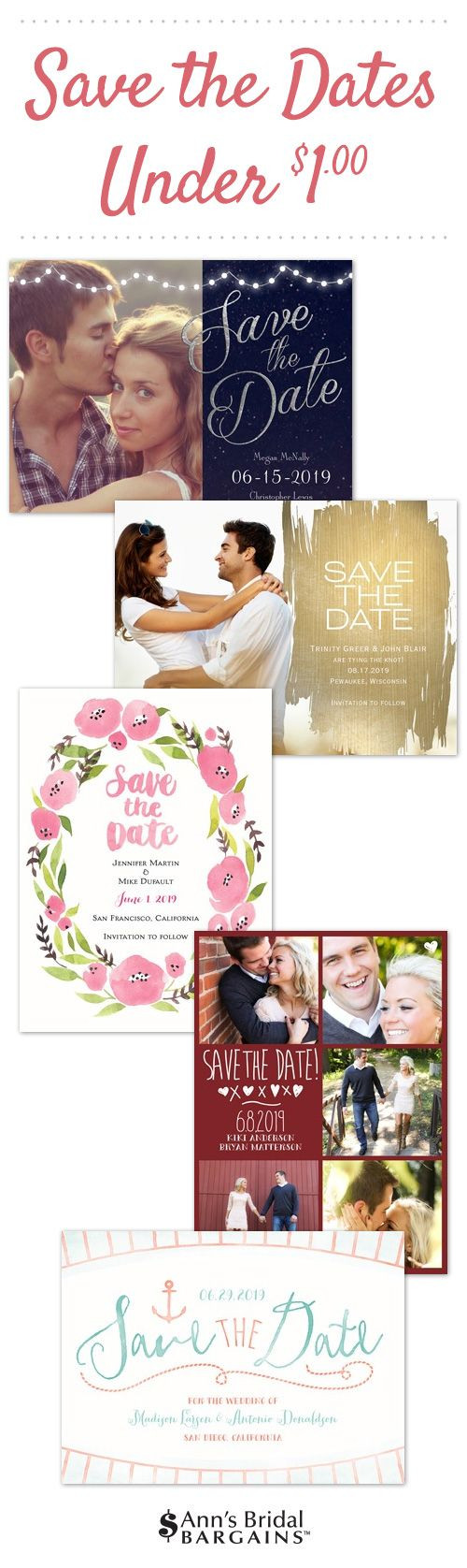 Wedding Invitations Under $1
 Save the dates under a $1
