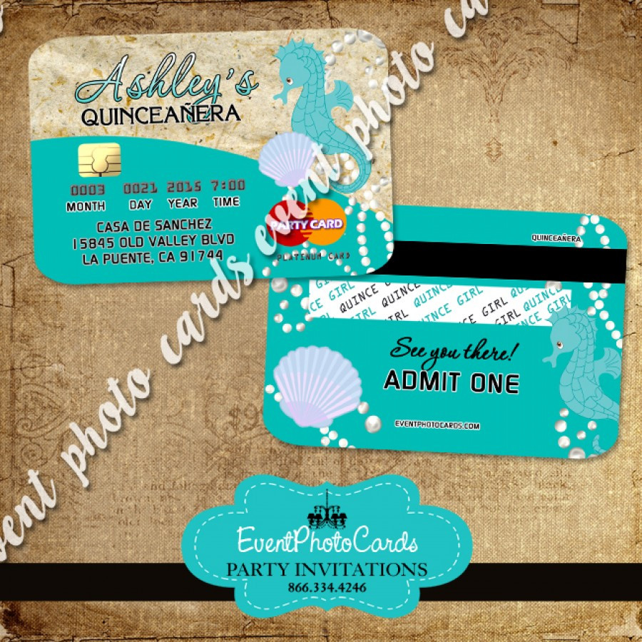 Wedding Invitations Under $1
 Sea Beach Credit Card Sweet 15th Invitations Quinceanera