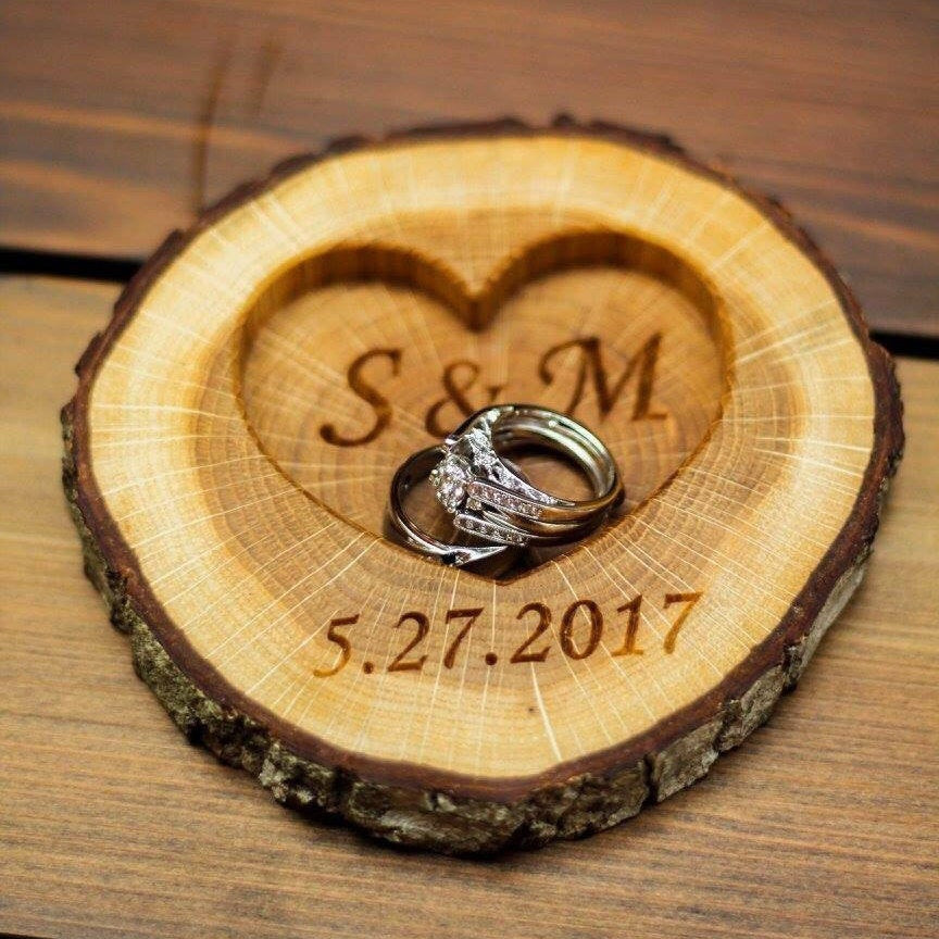 Wedding Ring Holder
 Personalized Rustic Wood Ring Holder Rustic Wedding Ring