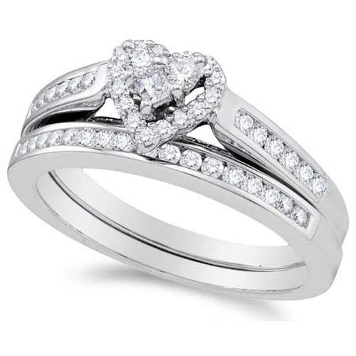 Wedding Ring Sets Cheap
 Alluring Heart Ring Halo Cheap Diamond Wedding Ring Set 1