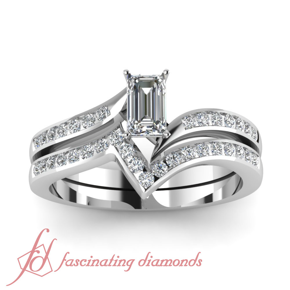 Wedding Ring Sets Cheap
 Emerald Cut 0 65 Ct Diamond Cheap Wedding Rings Set For