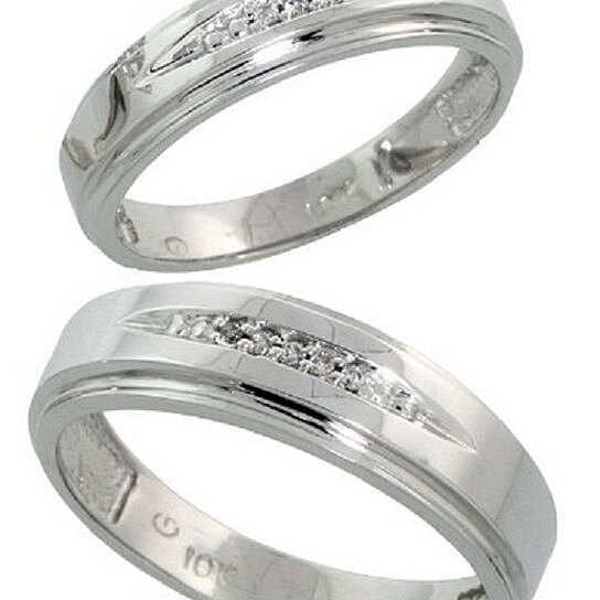 Wedding Ring Sets For Him And Her White Gold
 Buy 10k White Gold Diamond Wedding Rings Set for Him and
