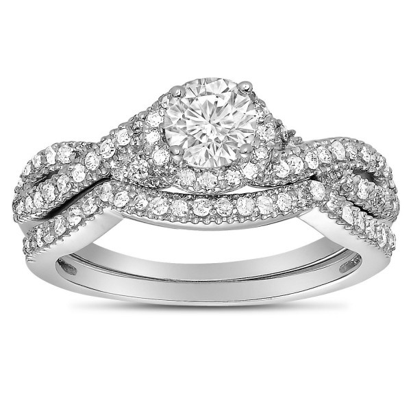 Wedding Ring Sets For Him And Her White Gold
 2 Carat Round Diamond Infinity Wedding Ring Set in White