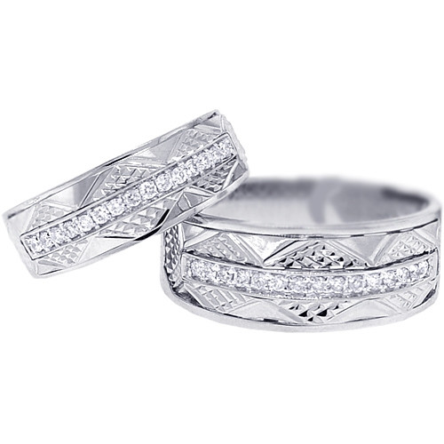 Wedding Ring Sets For Him And Her White Gold
 Diamond Wedding Bands Set for Him Her 18K White Gold 0 33 ct
