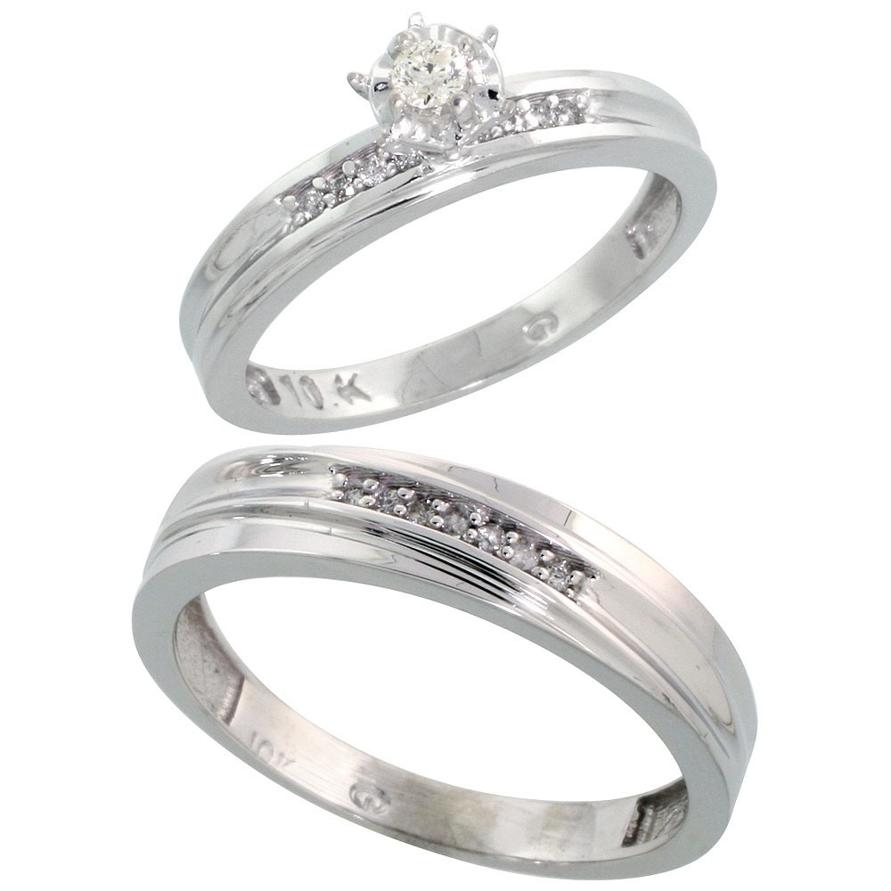 Wedding Ring Sets For Him And Her White Gold
 10k White Gold 2 Piece Diamond wedding Engagement Ring Set
