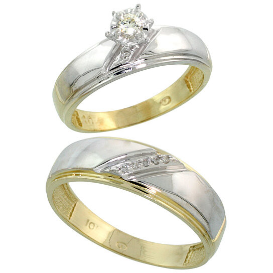 Wedding Ring Sets For Him And Her White Gold
 Buy 10k Yellow Gold 2 Piece Diamond wedding Engagement