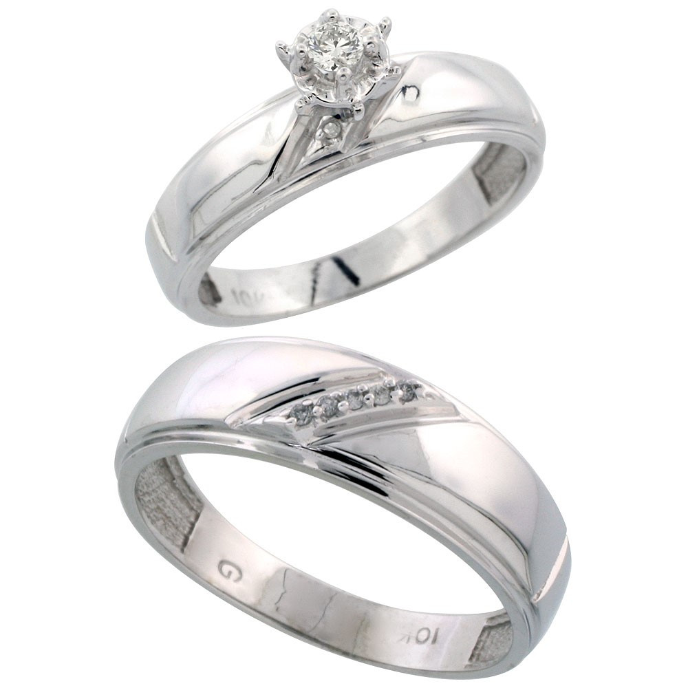 Wedding Ring Sets For Him And Her White Gold
 10k White Gold 2 Piece Diamond wedding Engagement Ring Set