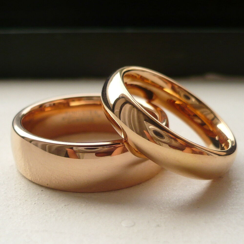 Wedding Ring Sets Rose Gold
 TUNGSTEN CARBIDE ROSE GOLD PLATED HIS & HER WEDDING BAND