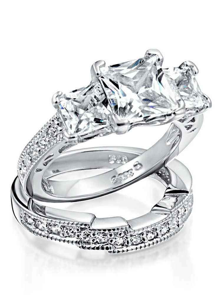 Wedding Ring Sets Walmart
 Bling Jewelry Art Deco Style 3CT Square Princess Cut 3