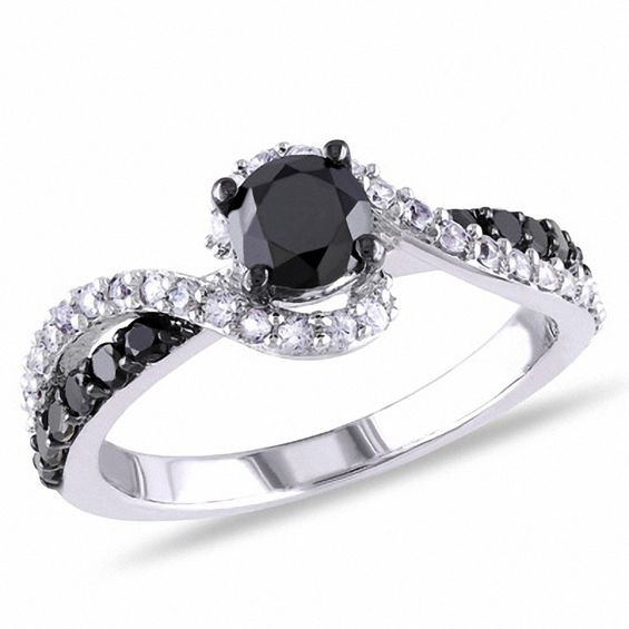 Wedding Rings Black Diamond
 3 4 CT T W Enhanced Black Diamond and Lab Created White