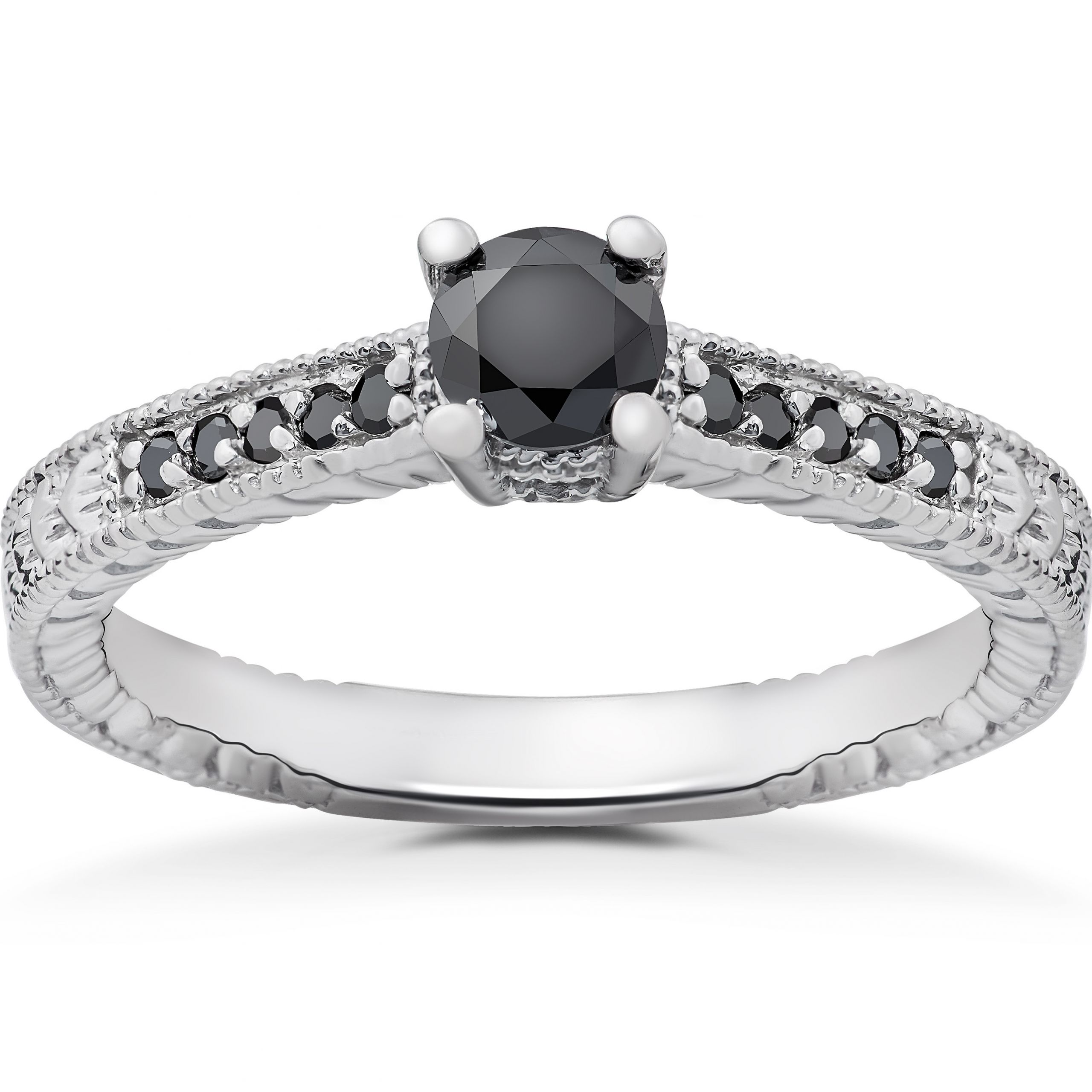 Wedding Rings Black Diamond
 1 2 ct Black Diamond Vintage Engagement Ring 14k White