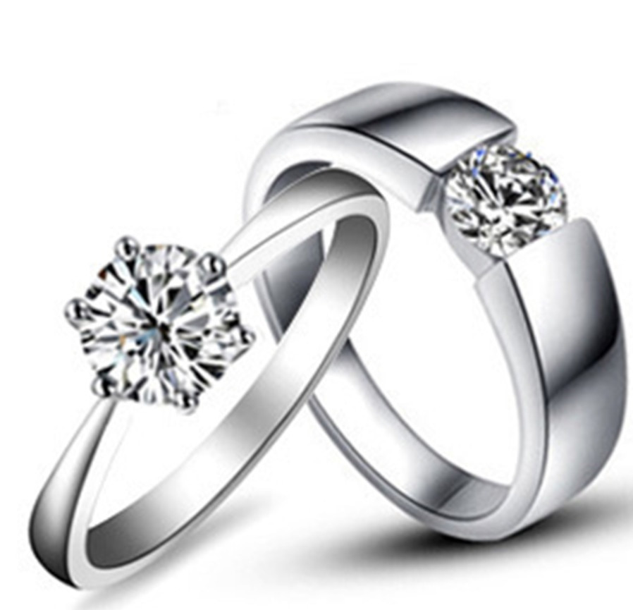 Wedding Rings Com
 Amazing Design Real Solid 18K 750 White Gold Couple Rings