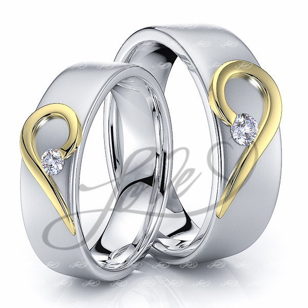 Wedding Rings For Him And Her Matching
 Solid 014 Carat 6mm Matching Heart His and Hers Diamond
