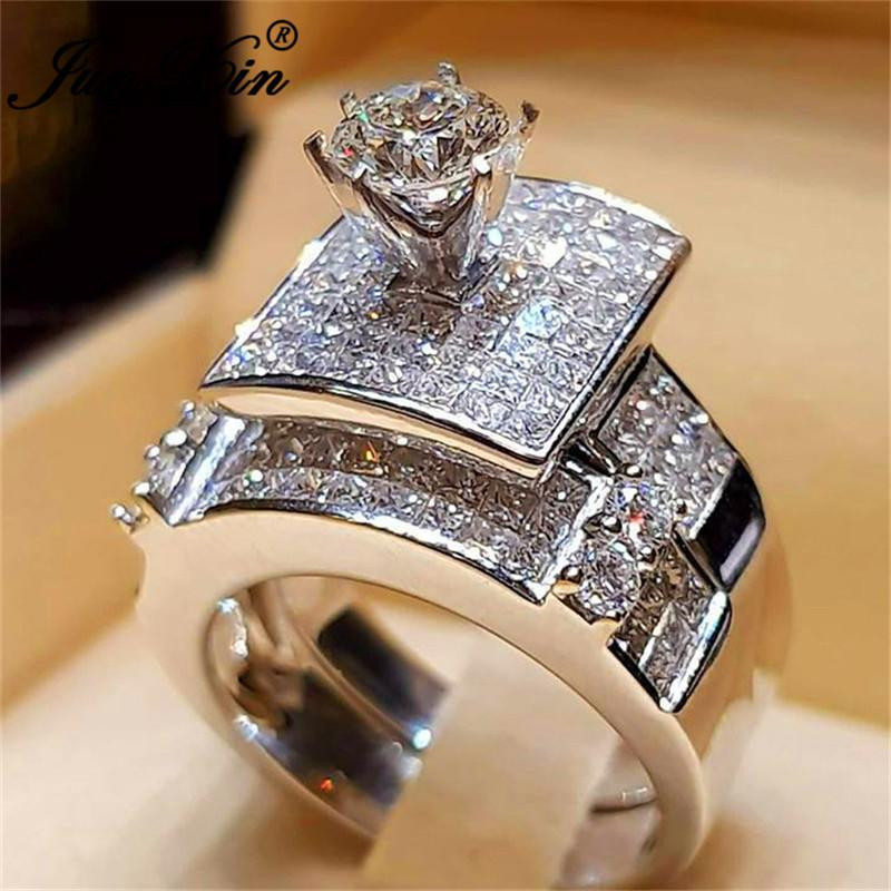 Wedding Rings For Women Cheap
 JUNXIN Fashion Bridal Ring Sets For Women 925 Silver