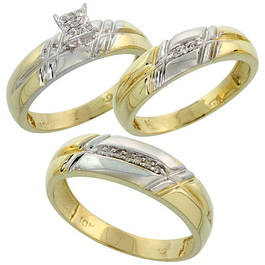 Wedding Rings Sets For Him And Her
 Buy 10k Yellow Gold Diamond Trio Engagement Wedding Ring