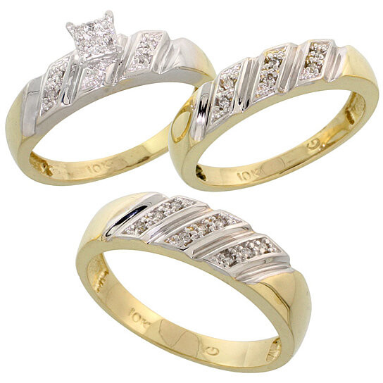 Wedding Rings Sets For Him And Her
 Buy 10k Yellow Gold Trio Engagement Wedding Ring Set for