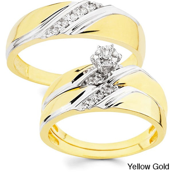 Wedding Rings Sets For Him And Her
 Shop 10k Gold 1 10ct TDW His and Her Wedding Ring Set H I