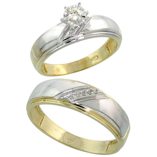 Wedding Rings Sets For Him And Her
 Buy Gold Plated Sterling Silver 2 Piece Diamond Wedding