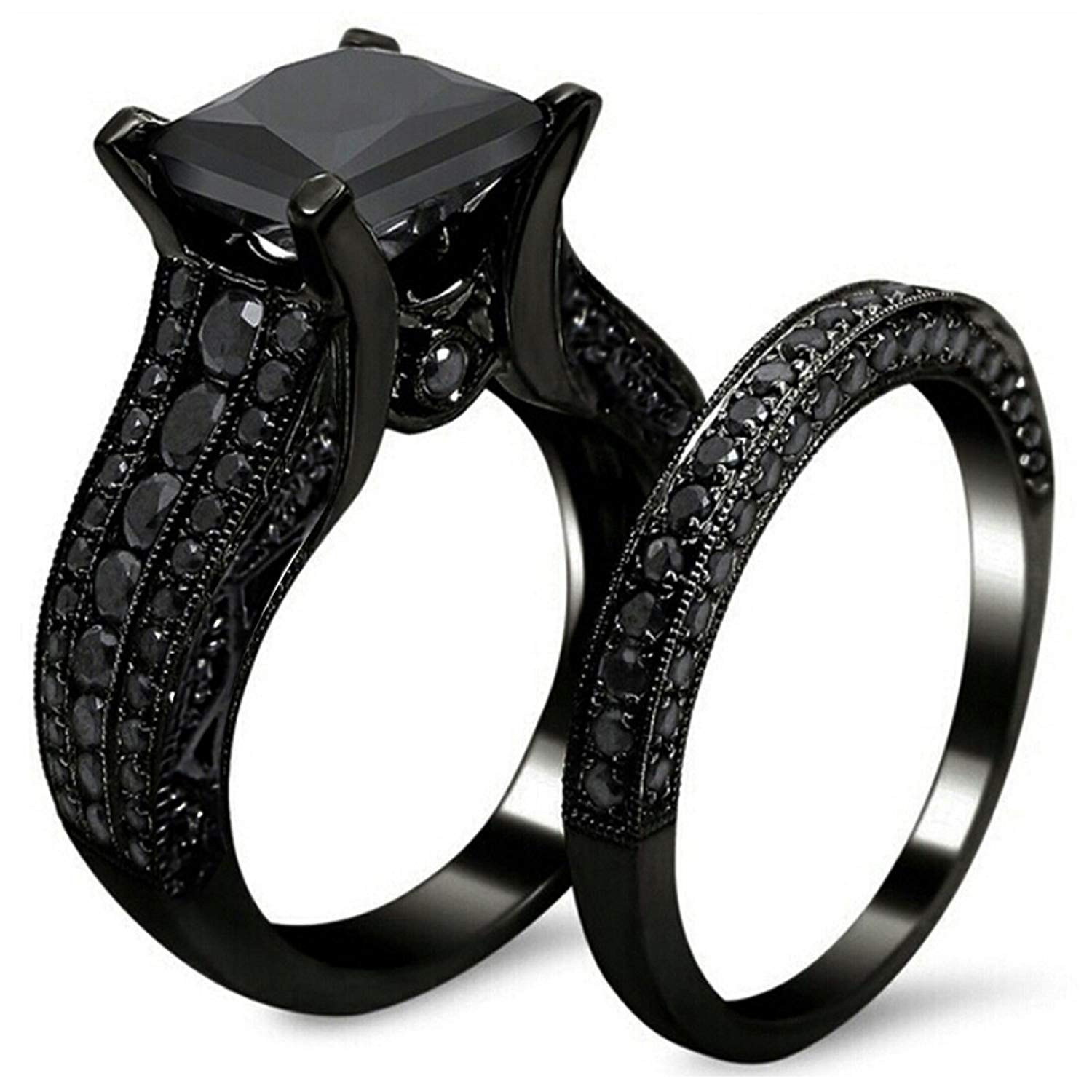 Wedding Rings With Black Diamonds
 women s gothic retro black gold wedding engagement band