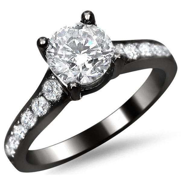 Wedding Rings With Black Diamonds
 14k Black Gold 1 1 8ct TDW Round Pave set Diamond