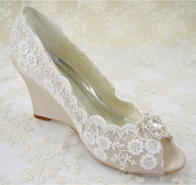 Wedding Shoes For Bride Ivory
 Rhinestones Bridal Shoes Women s Wedding Shoes Wedges