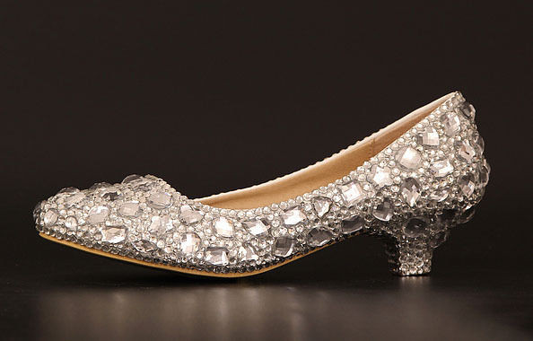 Wedding Shoes With Rhinestones
 Bling high heel crystal wedding shoes rhinestone low heel