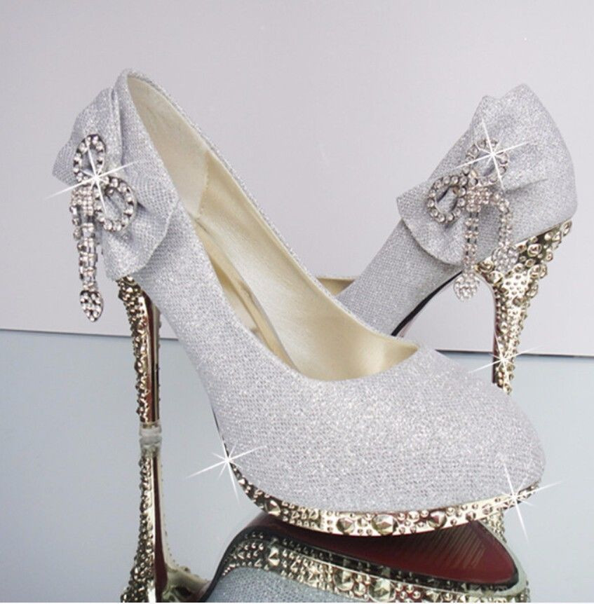 Wedding Shoes With Rhinestones
 women bow rhinestone high heel round toe bling wedding