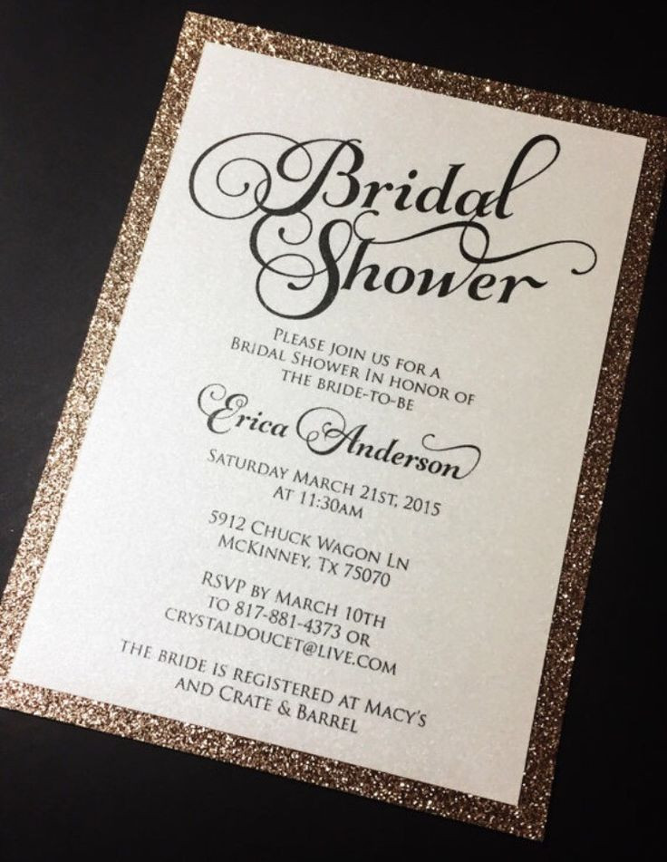 Wedding Shower Invite Wording
 Bridal Shower Invitation Glitter Bridal Shower