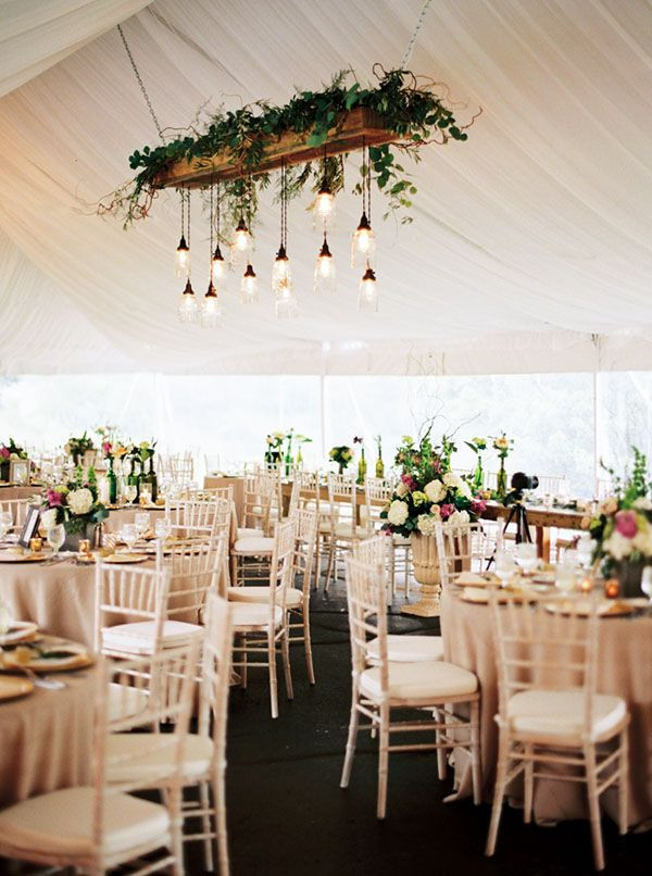 Wedding Tent Lighting DIY
 Natural Glam Wedding in Lavender and Green