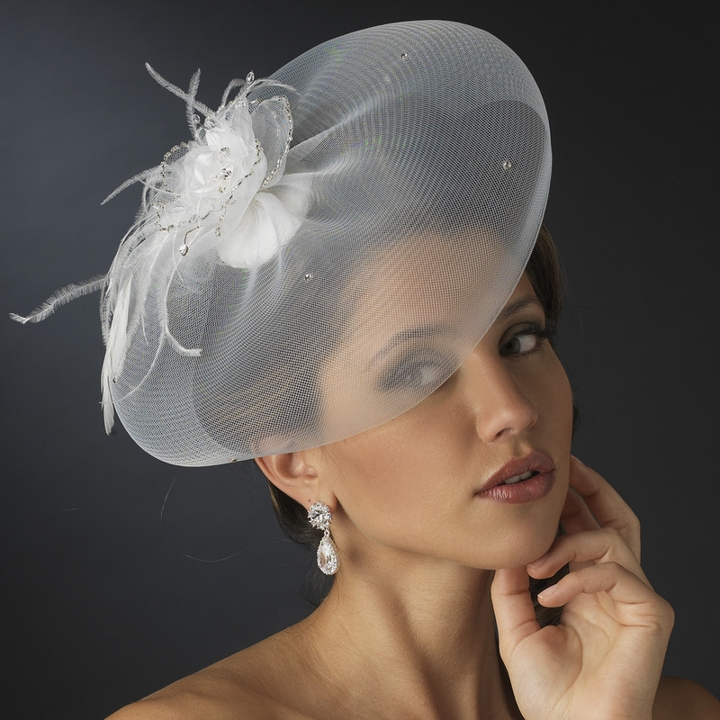 Wedding Veil Fascinator
 Feather Fascinator and Wedding Hat Veil Elegant Bridal