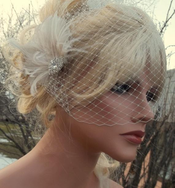 Wedding Veil Fascinator
 Wedding Fascinator Bridal Veil Great Gatsby Style by