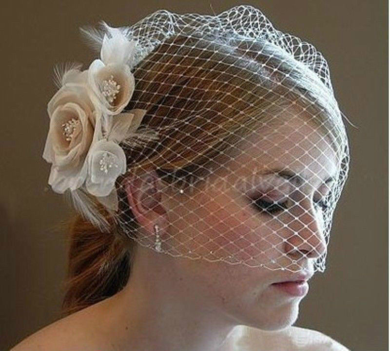 Wedding Veil Fascinator
 New Champagne Ivory Flower Fascinator Wedding Bridal