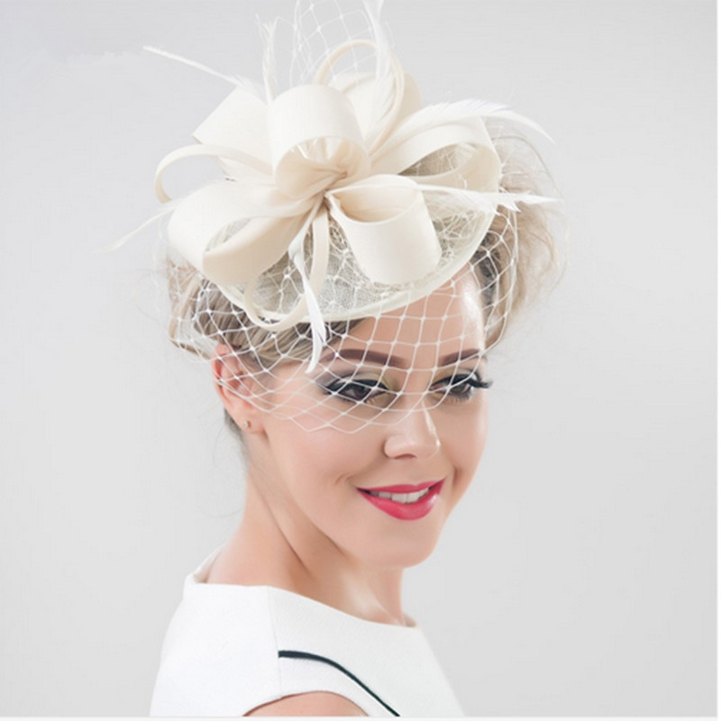 Wedding Veil Fascinator
 Brand Wedding Hats Fascinators Veil Hairpin Women Feather