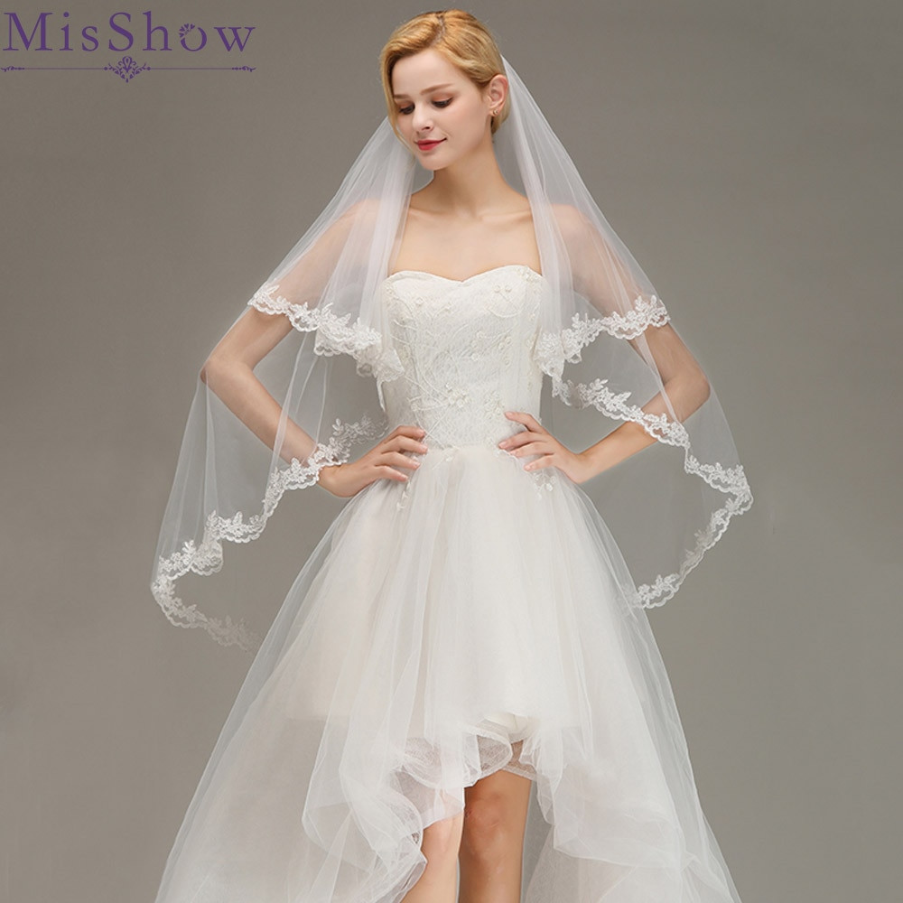 Wedding Veil Short
 2019 White Ivory Short Cheap wedding veil short with a