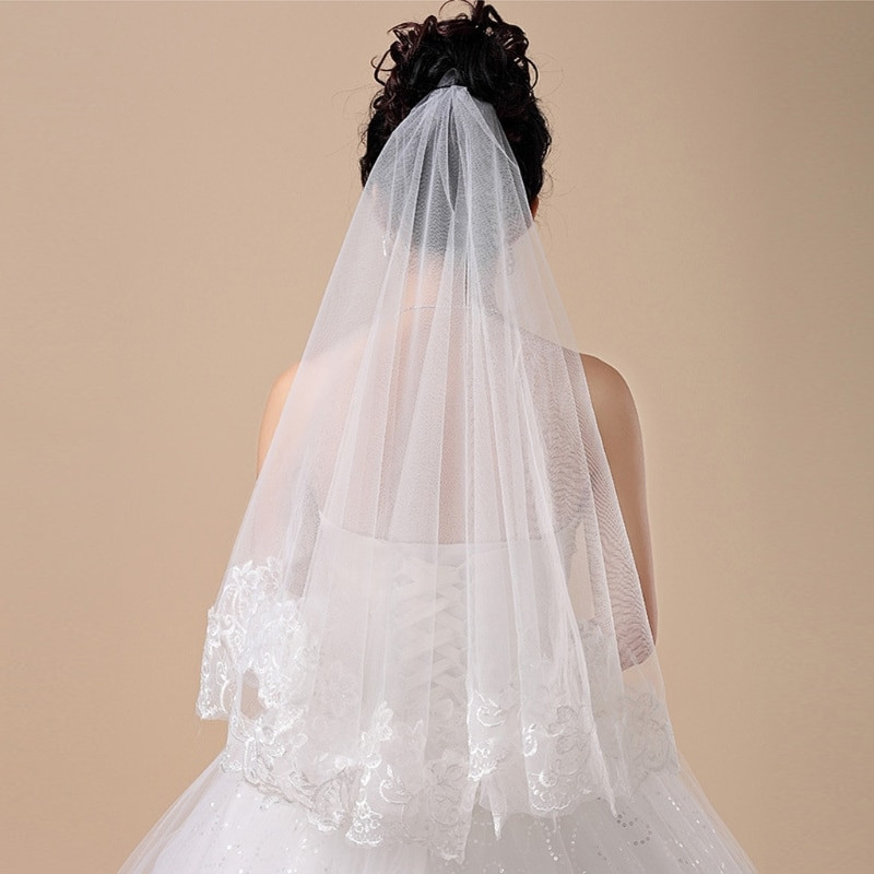 Wedding Veil Short
 Women 150cm Bridal Short Wedding Veil White e Layer Lace