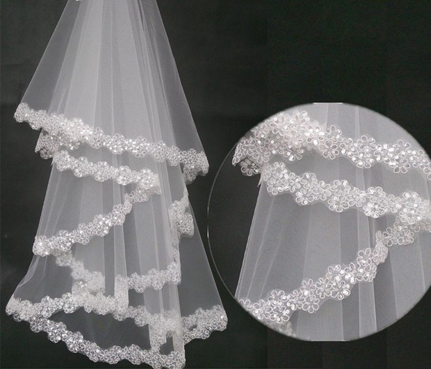 Wedding Veils For Sale
 Cheap 2017 Hot Sale Wedding Veil Beads Edge Bridal Veils