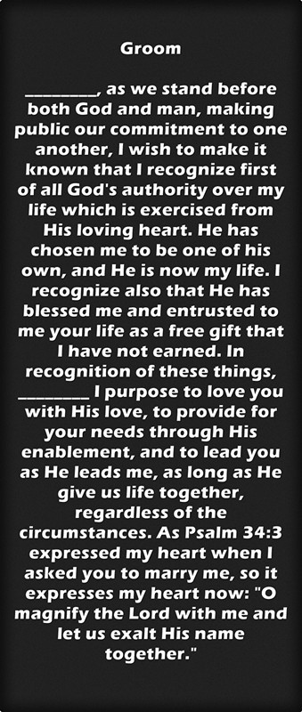 Wedding Vows From Bride To Groom
 Christian Wedding Vows Examples for Groom and Bride