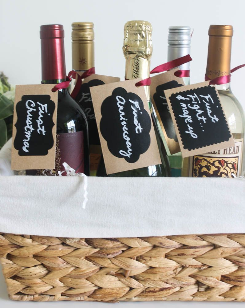 Wedding Wine Gift
 Wine Inspired Bridal Shower A Year of First Wine Basket