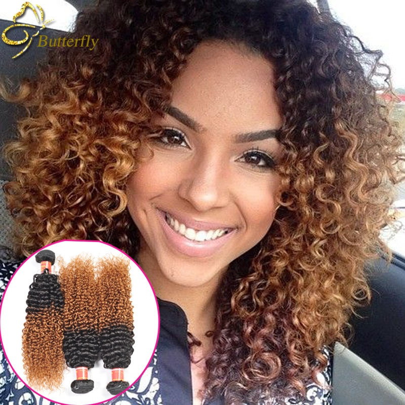 Wet And Wavy Hairstyles For Black Hair
 Blonde Brazilian Kinky Curly Virgin Hair 1b 27 30 Ombre