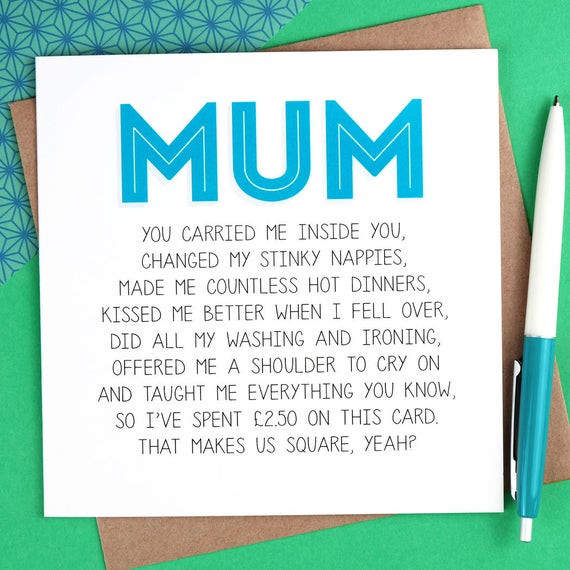 What To Say On Birthday Card
 Funny Birthday Card for Mum Funny Mothers Day Card mum