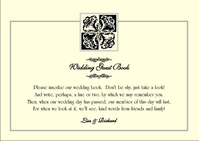 What To Write In A Wedding Guest Book
 NEW 101 WEDDING GUEST BOOK FIRST PAGE WORDING
