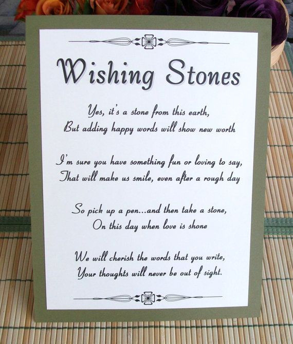 What To Write In A Wedding Guest Book
 Wishing Stones Instructions Sign Customize For Your