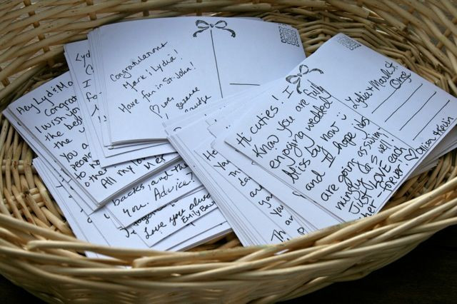 What To Write In A Wedding Guest Book
 instead of a guest book guests can write postcards that